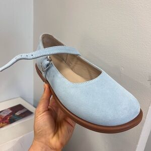 Sky Blue Mary Jane Flats